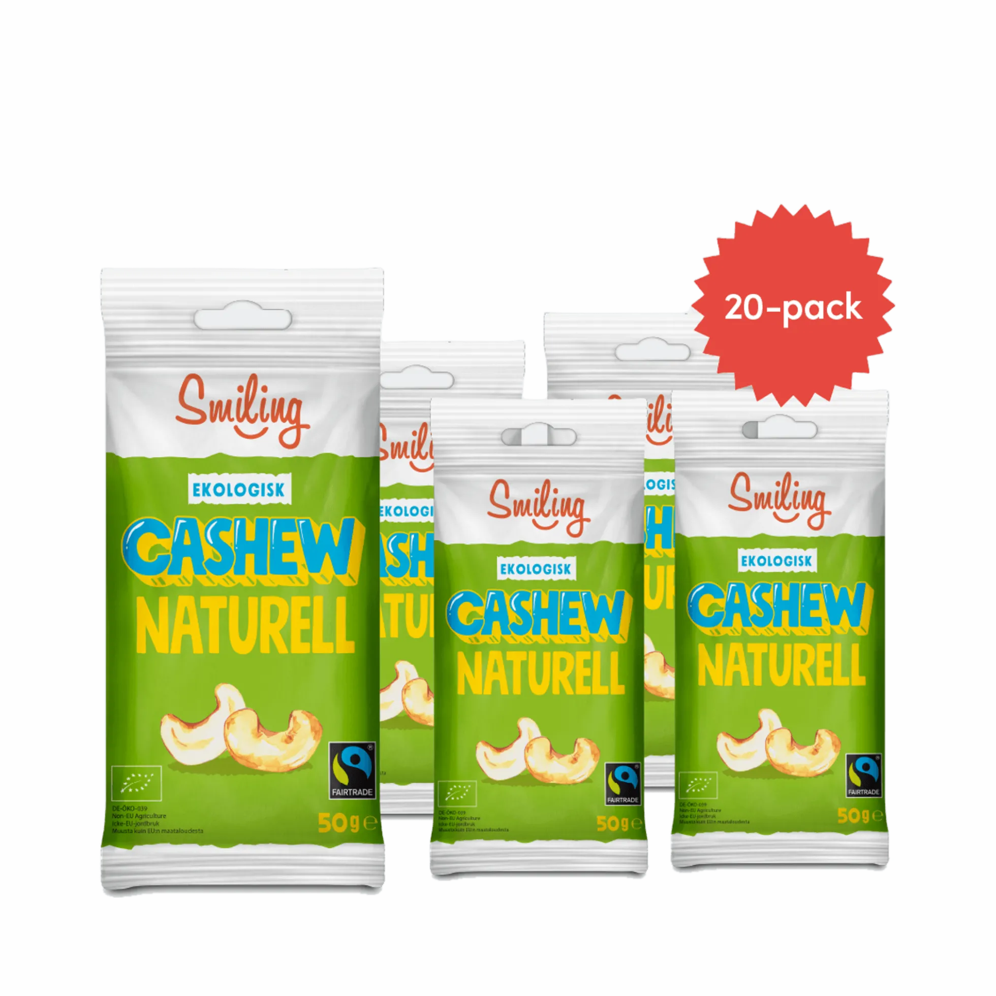 Smiling Cashew Naturell 50g 20-pack