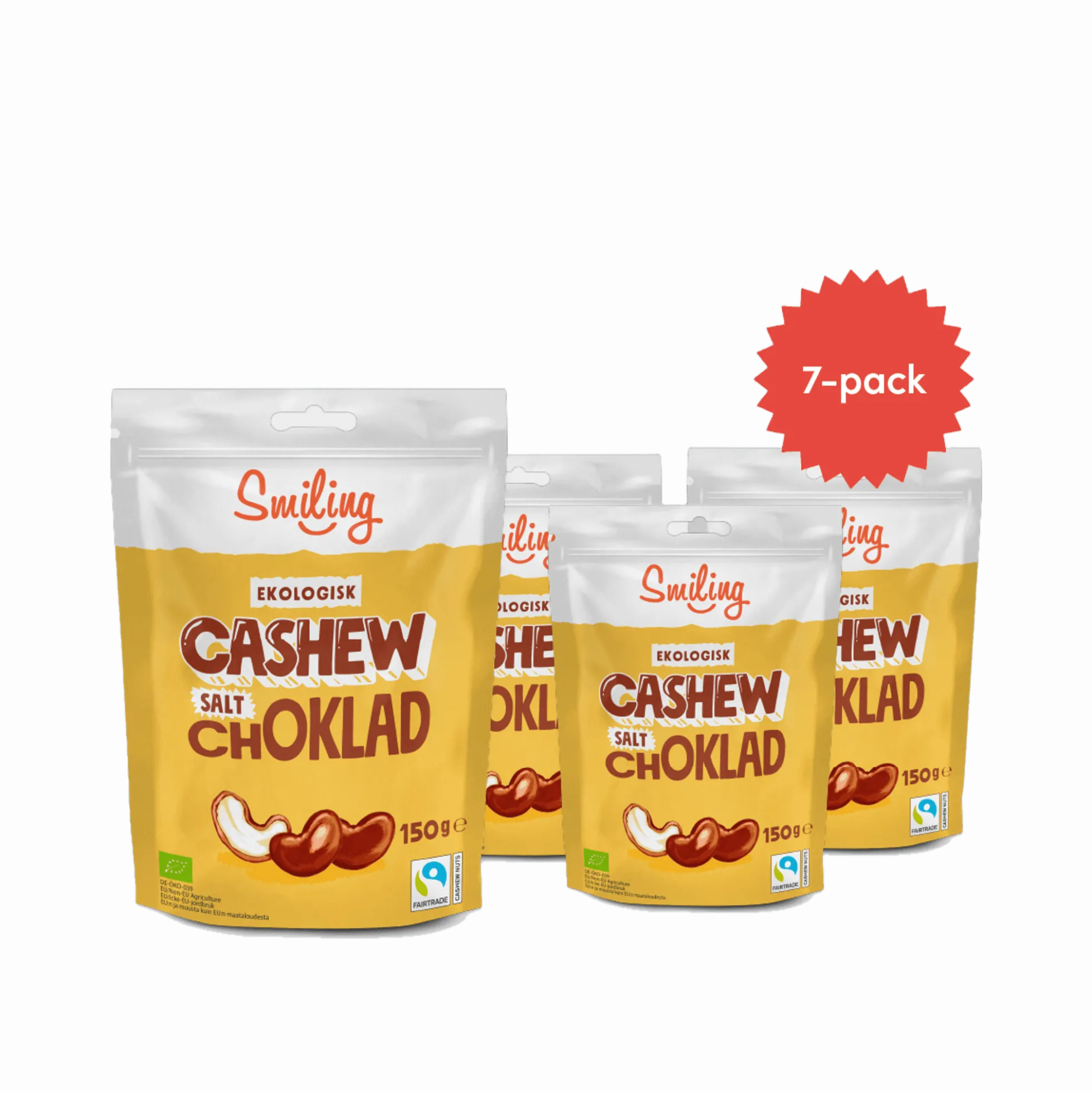 Smiling Cashew Salt Choklad 150g 7-pack