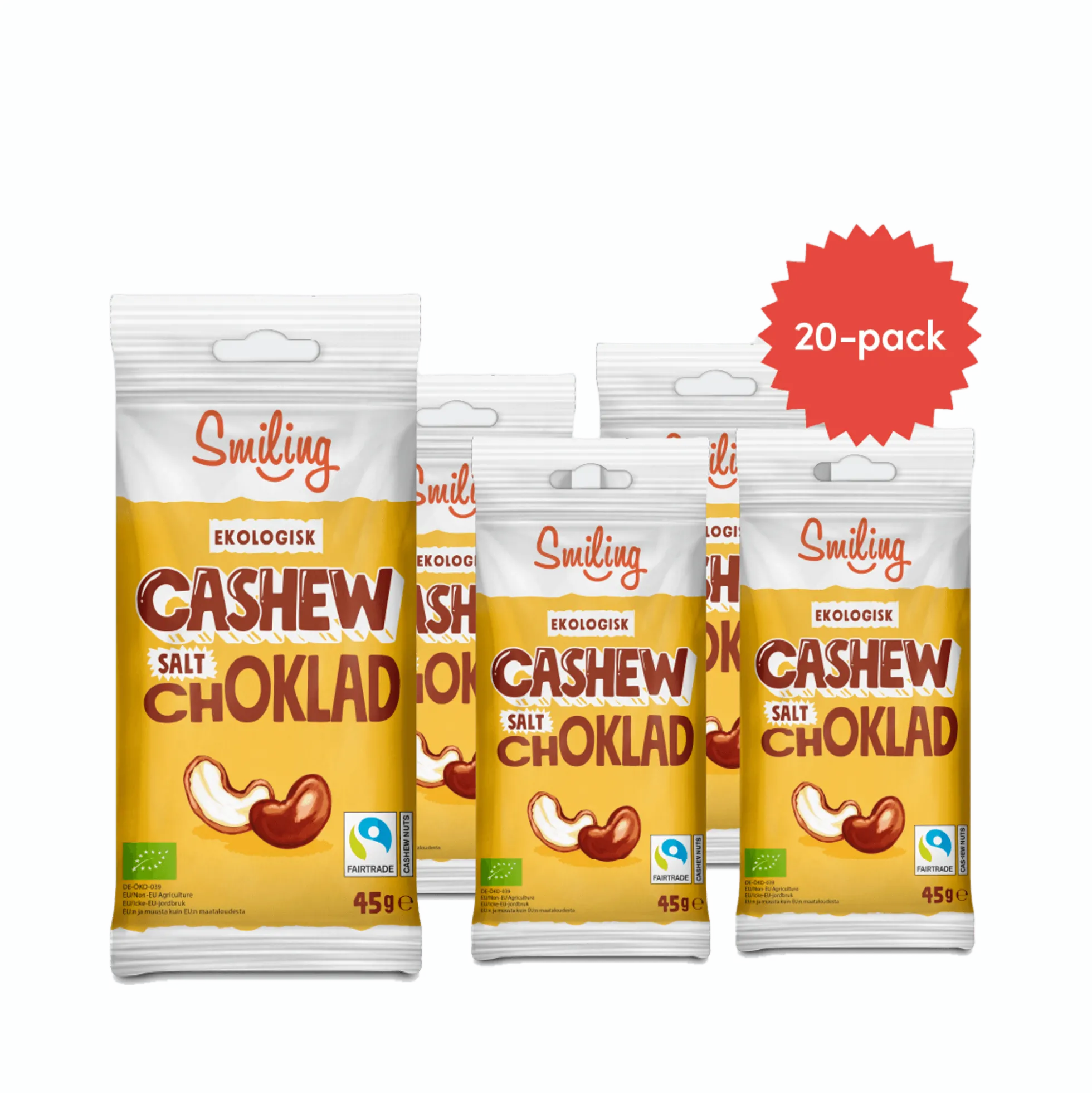 Smiling Cashew Salt Choklad 45g 20-pack
