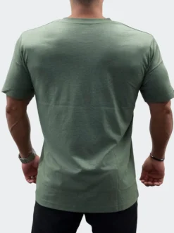 T-Shirt Loose Fit Logo Mens Green Melange