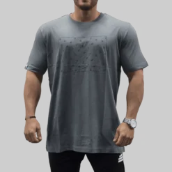 T-Shirt Loose Fit Print Mens Charcoal