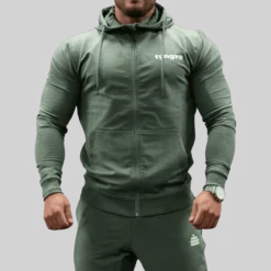 Zip-Hoodie Mens Green Melange