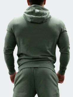 Zip-Hoodie Mens Green Melange